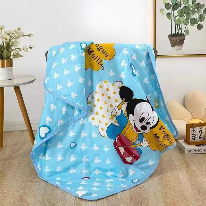 Chăn đũi cho bé đắp mùa hè thu, Chăn cho bé đi học 1m1x1m3, chăn đũi trẻ em poly 2 mặt hình có trần bông mỏng