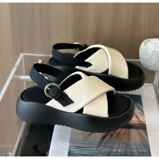 Giày sandal nữ - dép quai hậu đế bánh mì cao 5cm da mềm mũi tròn - đi học, đi chơi phong cách hàn quốc - sa035