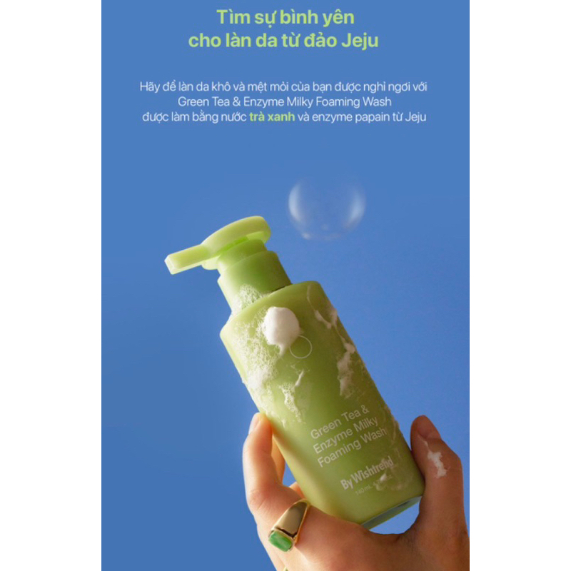 Sữa Rửa Mặt By Wishtrend Green Tea & Enzyme Milky Foaming Wash 140ml