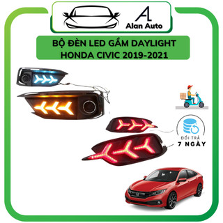 Bộ Đèn led gầm xe Honda Civic 2019-2021, Mẫu xương cá led đuổi, Đèn led gầm daylight cao cấp,có xi nhan