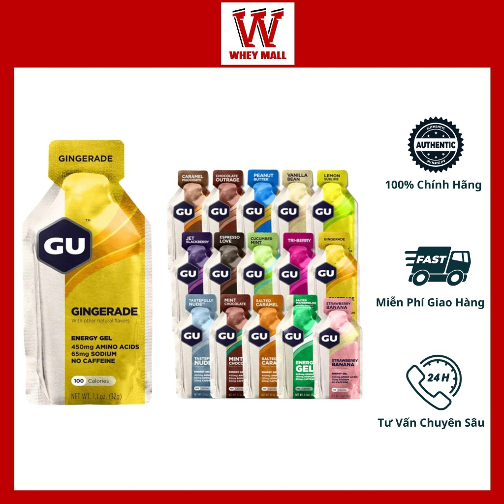 Gel Năng Lượng Chạy Bộ Gu Energy - GU Gel Hỗ Trợ Tăng Năng Lượng Khi Đạp Xe, Chạy Bộ Gel Gu