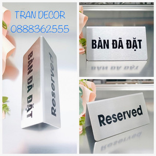[SP bằng inox 304] Biển đặt bàn, thẻ đặt bàn, bàn đã đặt, Biển Reserved, biển no smoking bằng inox cao cấp không gãy nứt