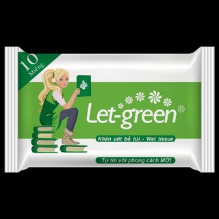 KHĂN ƯỚT BỎ TÚI LET-GREEN 10 MIẾNG