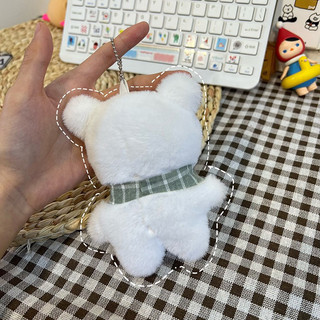 Móc bông gấu khăn kẻ xanh