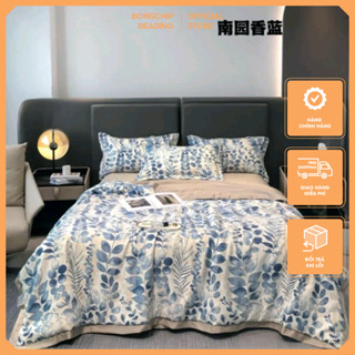 Bộ chăn ga gối chất Lụa Thái cao cấp, Set 4 món chăn mền bo chun theo yêu cầu Bongchipbeading