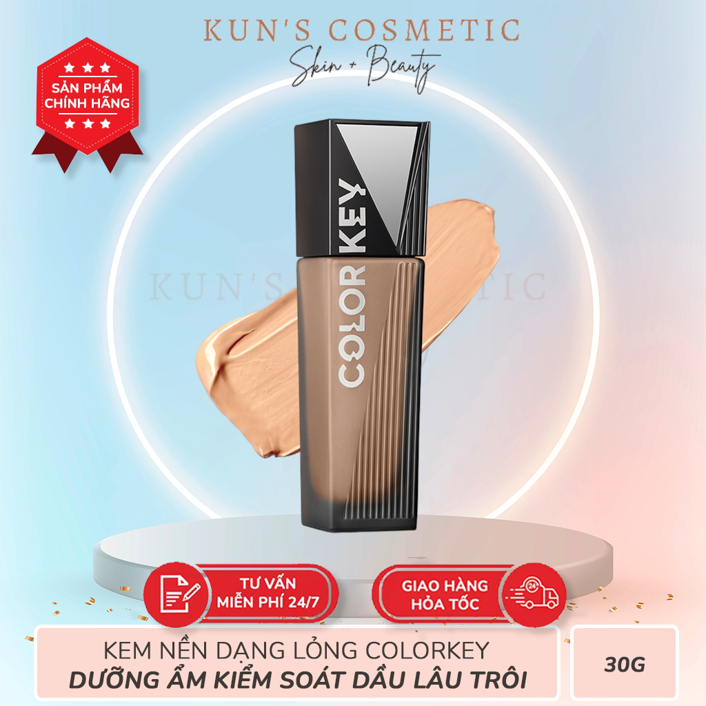 Kem Nền Dạng Lỏng COLORKEY Dưỡng Ẩm Kiểm Soát Dầu Lâu Trôi Suốt 12 Giờ 30g