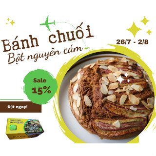 Combo Bánh Chuối Bột Nguyên Cám gồm Bột trộn sẵn, nguyên liệu và vật dụng làm bánh chuối- Banana Bread