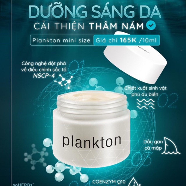Kem face Plankton mini 10ml trắng da, mờ nám, cấp ẩm Soherbs, phù hợp với tất cả các loại da 10ml | BigBuy360 - bigbuy360.vn