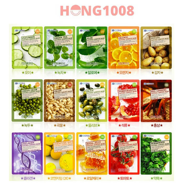 1 Miếng Mặt Nạ Giấy 3D Foodaholic Natural Essence Mask 23g Hàn Quốc shop Hong1008 Food A Holic