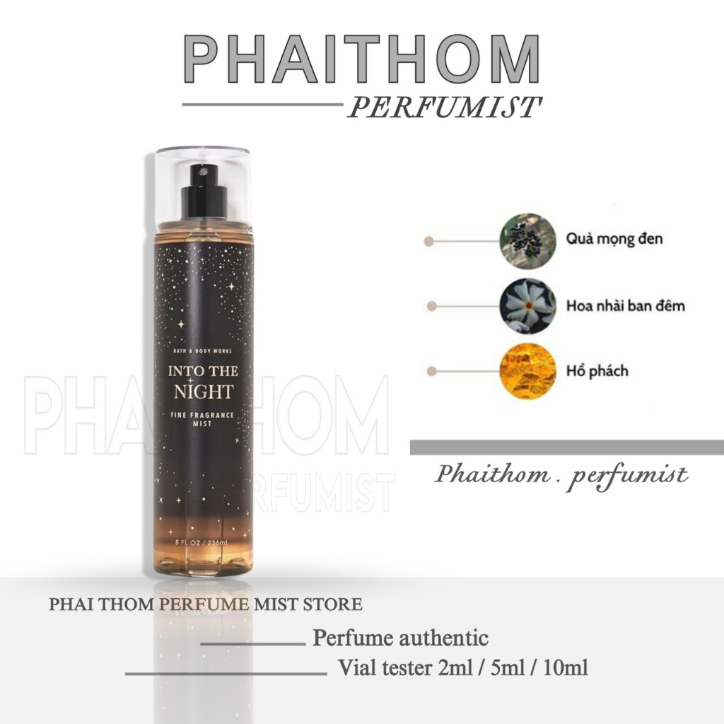 🌟 𝐏𝐇𝐀𝐈𝐓𝐇𝐎𝐌 🌟  Xịt thơm toàn thân mùi Into the night 𝙗𝙖𝙩𝙝 𝙗𝙤𝙙𝙮 𝙬𝙤𝙧𝙠𝙨 30ml 🌟