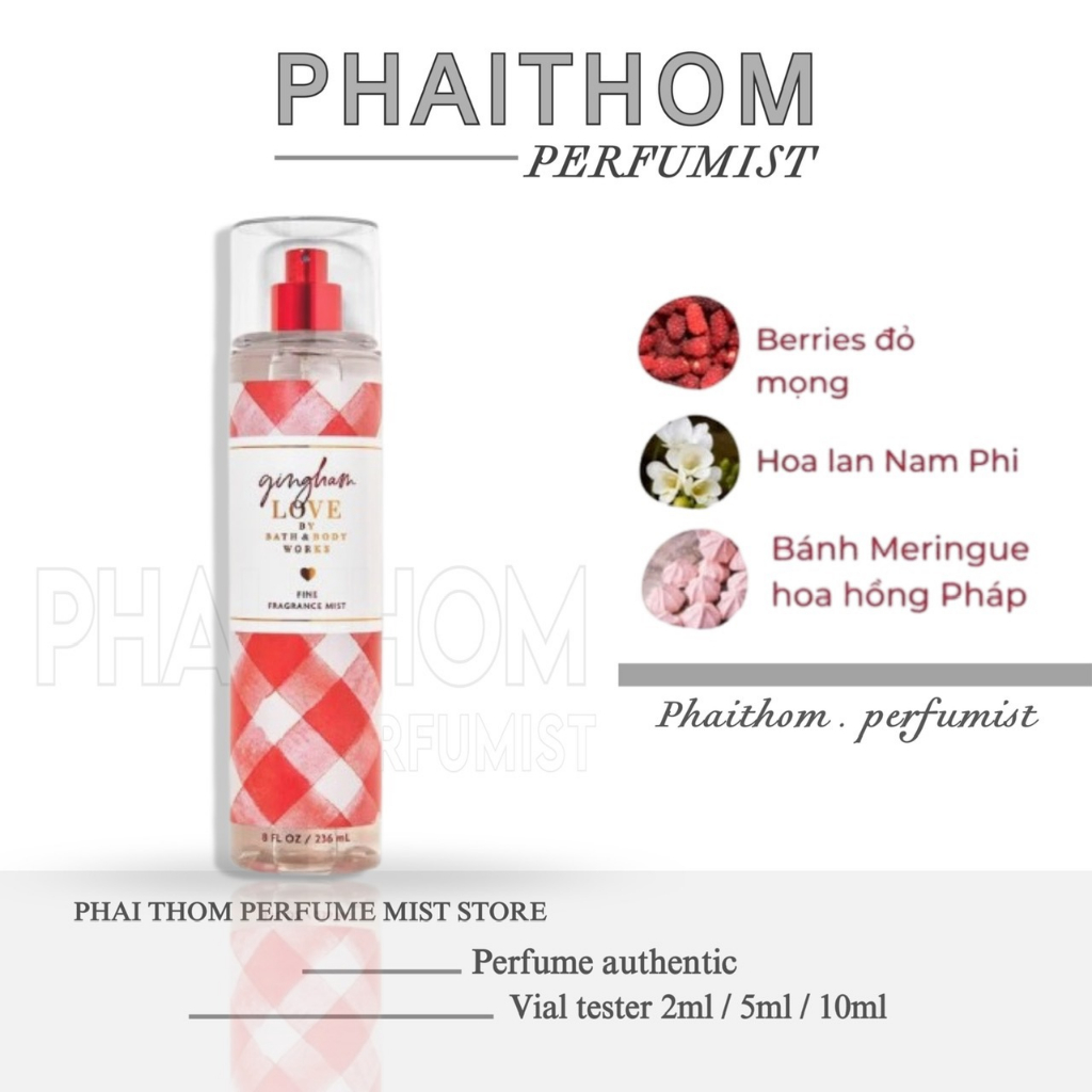 🌟 𝐏𝐇𝐀𝐈𝐓𝐇𝐎𝐌 🌟 Xịt thơm toàn thân mùi Gingham Love 𝙗𝙖𝙩𝙝 𝙗𝙤𝙙𝙮 𝙬𝙤𝙧𝙠𝙨 30ml 🌟