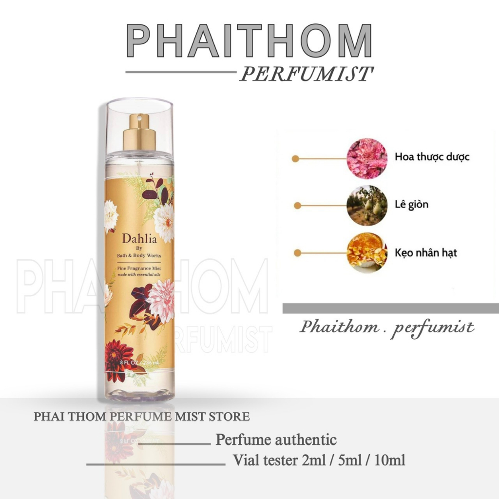 🌟 𝐏𝐇𝐀𝐈𝐓𝐇𝐎𝐌 🌟 Xịt thơm cơ thể Body mist Bath & Body Works - Dahlia ⁻ 🌟