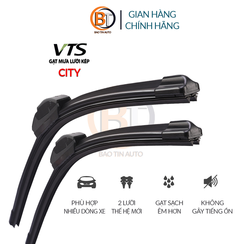 Gạt mưa ô tô lưỡi kép VTS khung mềm 2 lưỡi đa năng cho xe HONDA-CITY