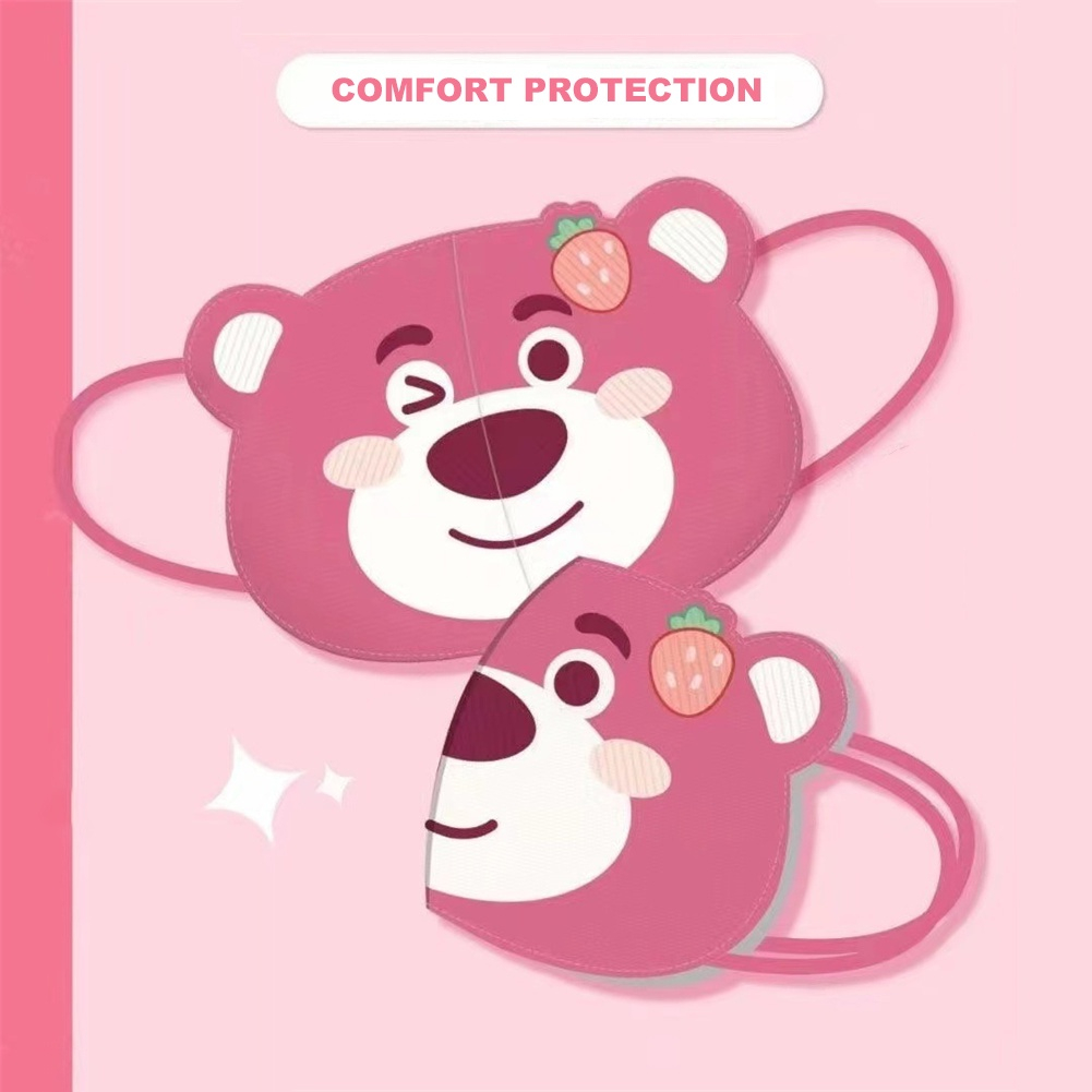Sét 10 Khẩu Trang Gấu Dâu Cho Bé Khẩu Trang Hoạt Hình Cute Dễ Thương