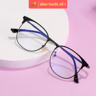 Gọng kính cận nam nữ KÍNH THUỐC SỐ 1 mắt kính tròn kim loại nửa viền màu sắc thời trang 65042