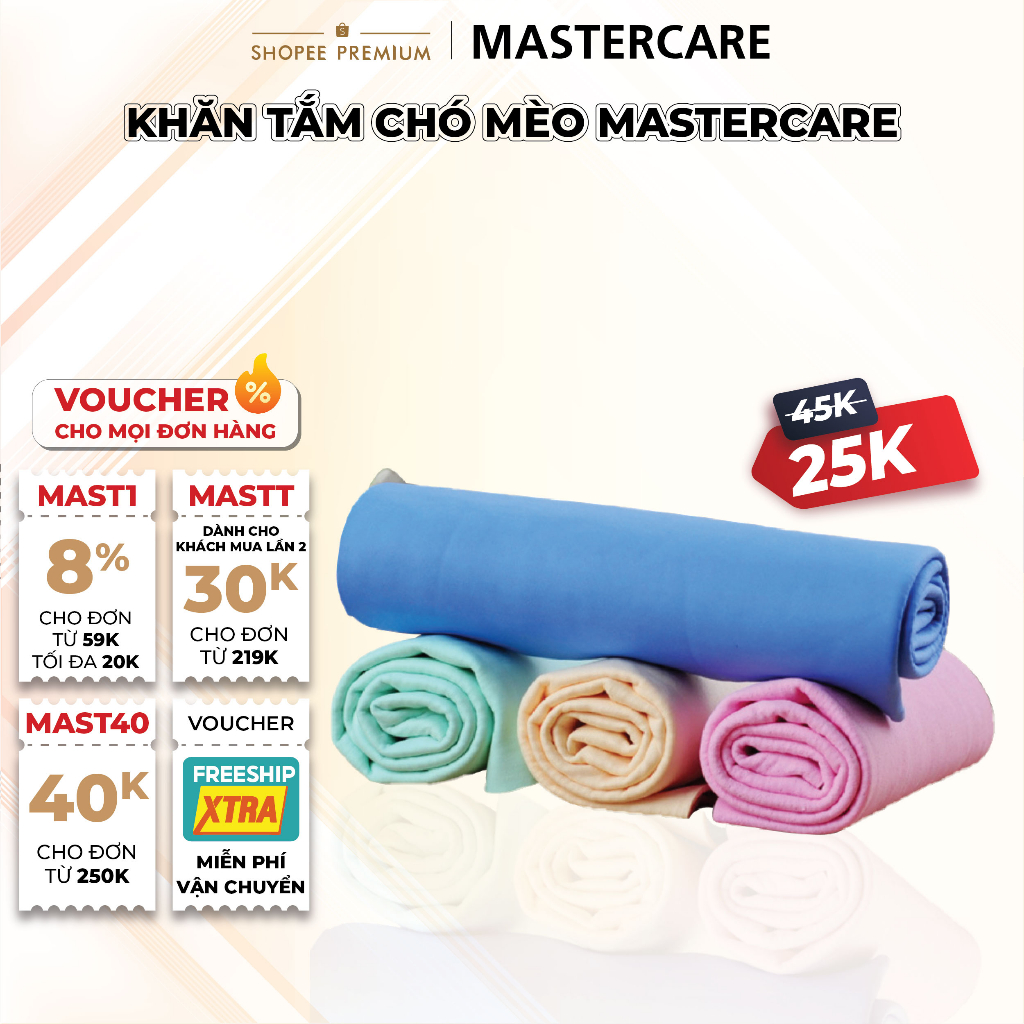 Khăn Tắm MASTERCARE Dành Cho Chó Mèo Magic Towel Thấm Hút Nhanh Siêu Tiện Dụng Không Bị Dính Nước Lâu Trên Người Bé