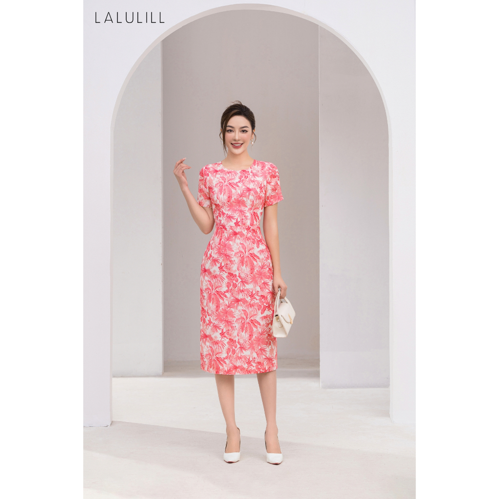 Đầm dáng ôm đứng LALULILL 2 lớp chất vải đũi thoáng mát LDL2313301