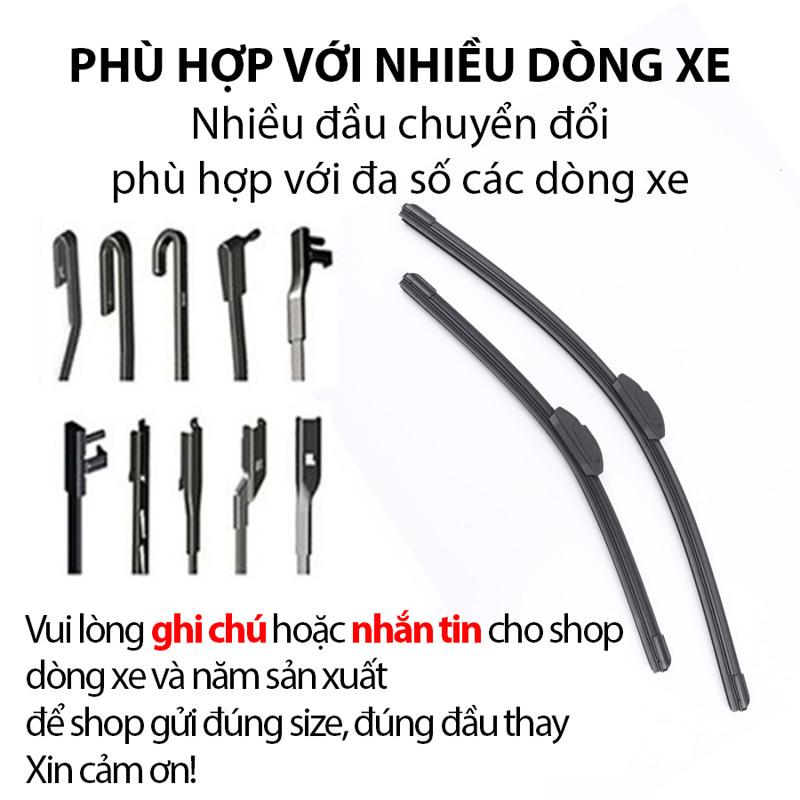 Gạt mưa ô tô lưỡi kép VTS khung mềm 2 lưỡi đa năng cho xe HONDA-CIVIC