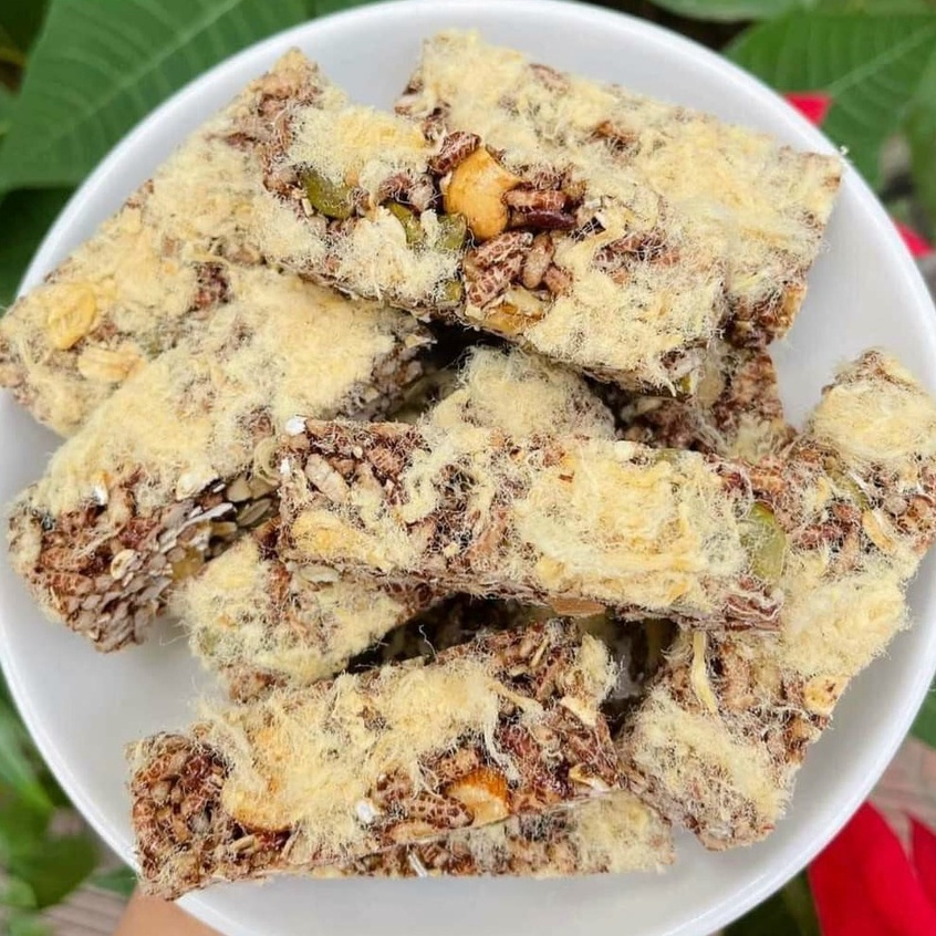 Bánh gạo lứt chà bông ăn kiêng giảm cân, Thanh gạo lứt mix vị chà bông 500gram