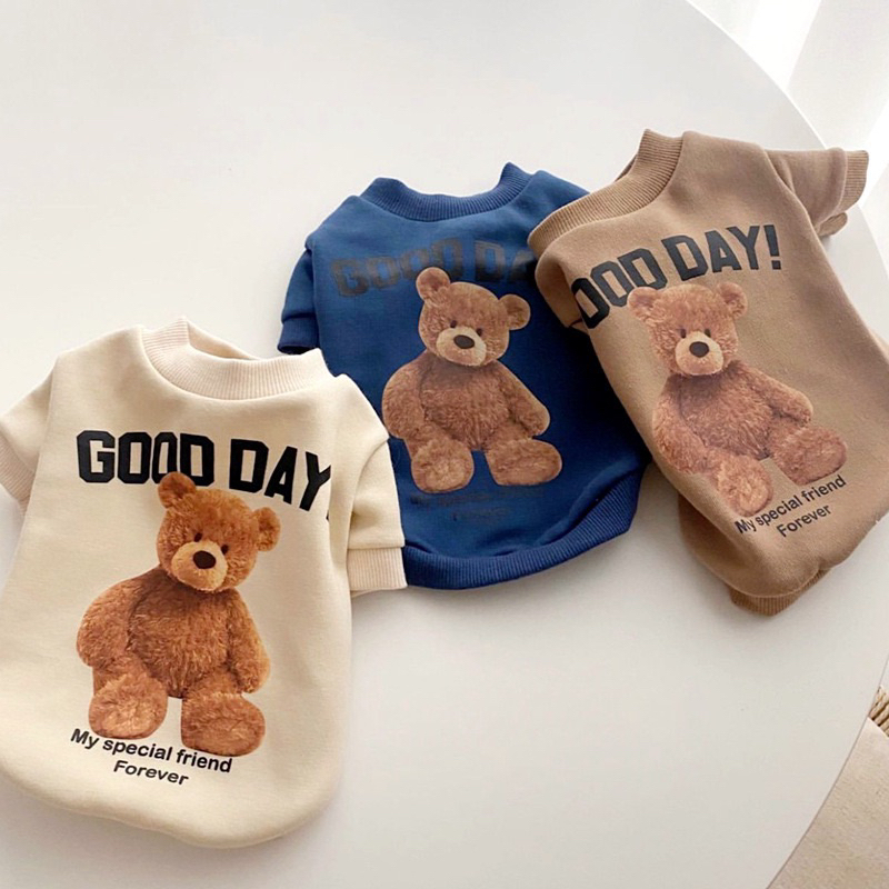 Áo Chó Mèo,Áo Nỉ Cho Chó Mèo, Quần Áo Thú Cưng Hình Gấu Teddy