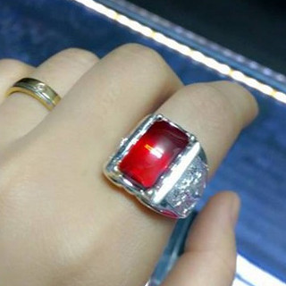 Nhẫn nam bạc ta đá đỏ