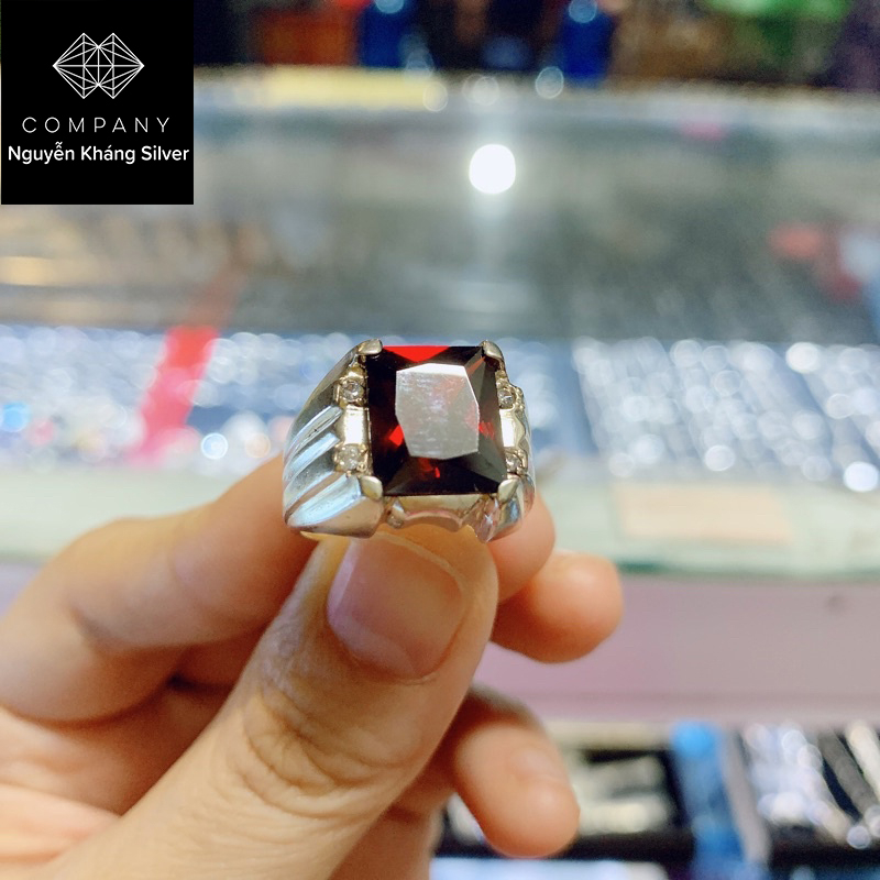 Nhẫn nam bạc ta đá đỏ