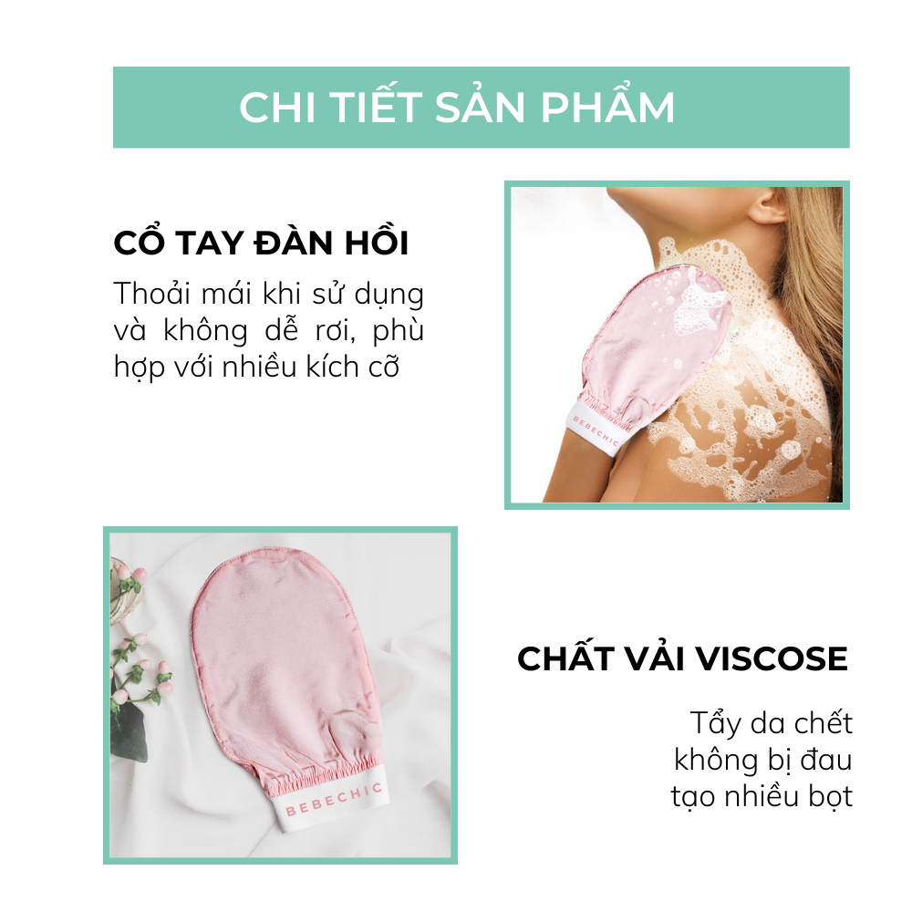 Combo Tắm Gội - Lược Gội Đầu Dưỡng Sinh Và Găng Tay Tẩy Da Chết BEBECHIC