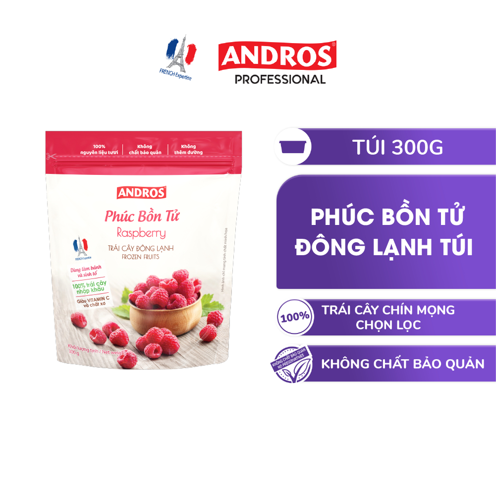 [Chỉ giao HCM] ANDROS - Phúc bồn tử đông lạnh (Frozen Raspberry) - Trái cây đông lạnh