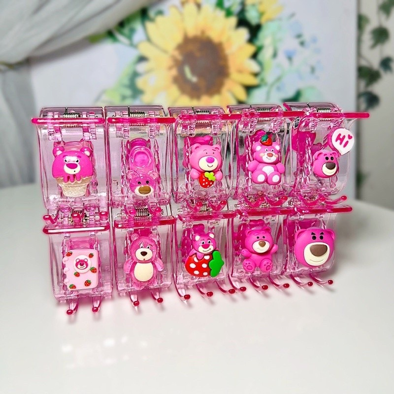 Kẹp Tóc Càng Cua Cao Cấp 3 Răng / 5 Răng Charm Gấu Dâu Lotso Hot Trend Siêu Xinh