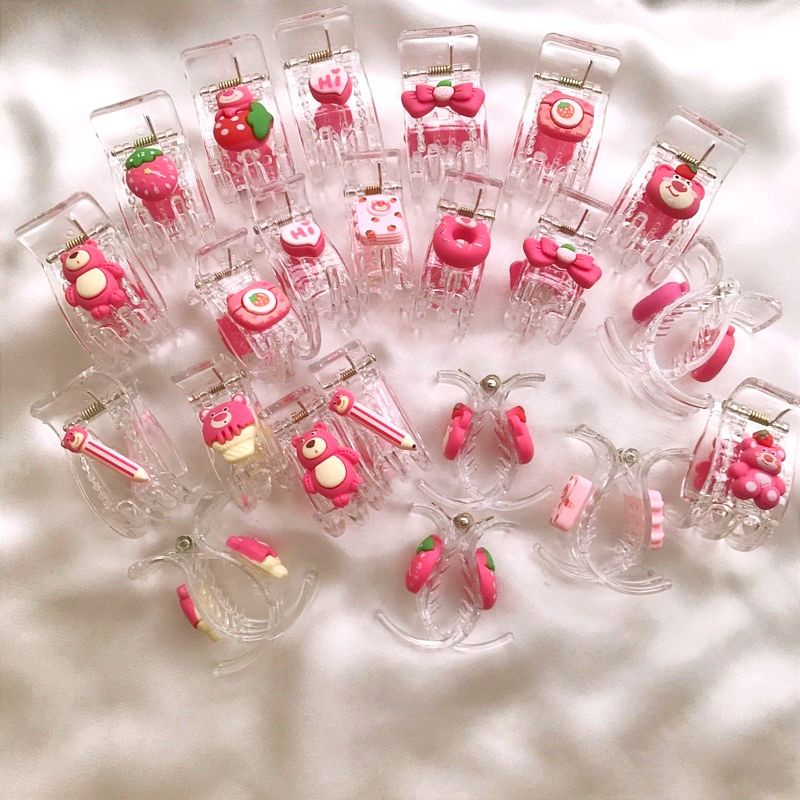 Kẹp Tóc Càng Cua Cao Cấp 3 Răng / 5 Răng Charm Gấu Dâu Lotso Hot Trend Siêu Xinh