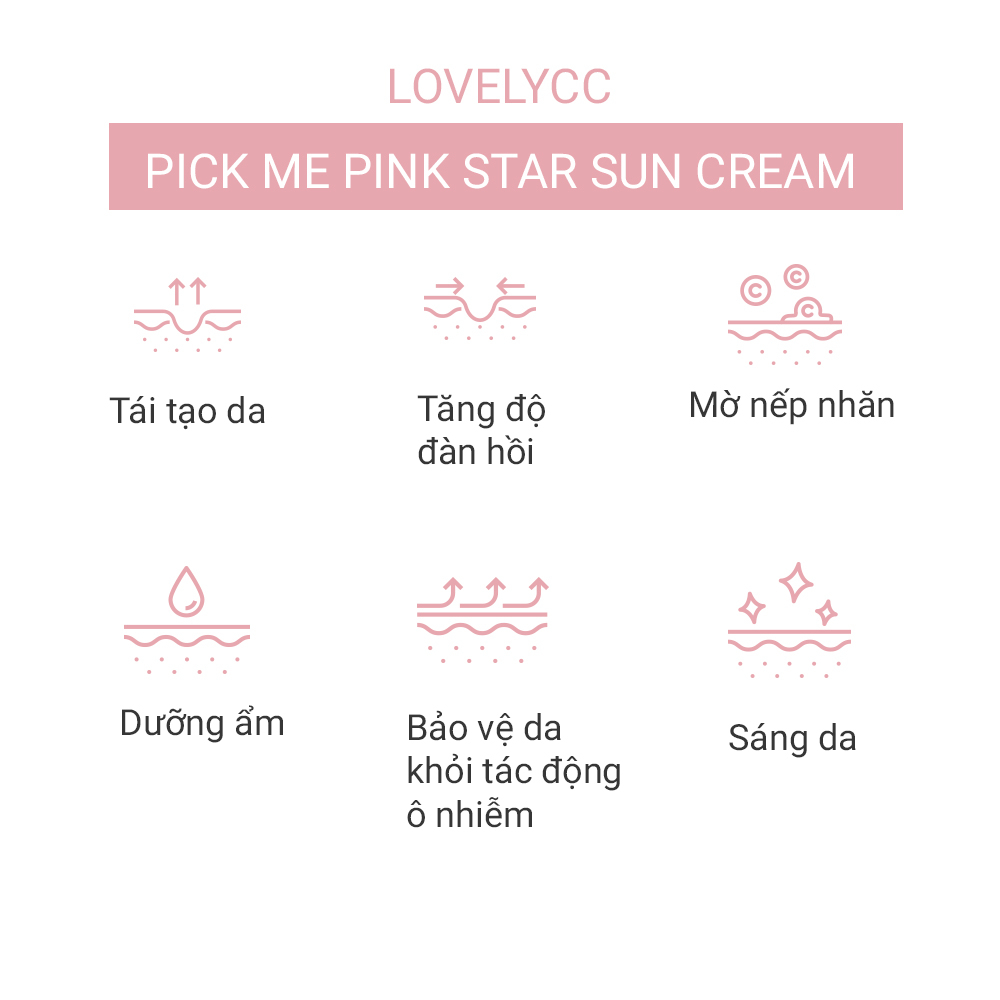 Kem Chống Nắng Nâng Tông LOVELYCC Pick Me Pink Star SPF50+ PA+++ 50ML