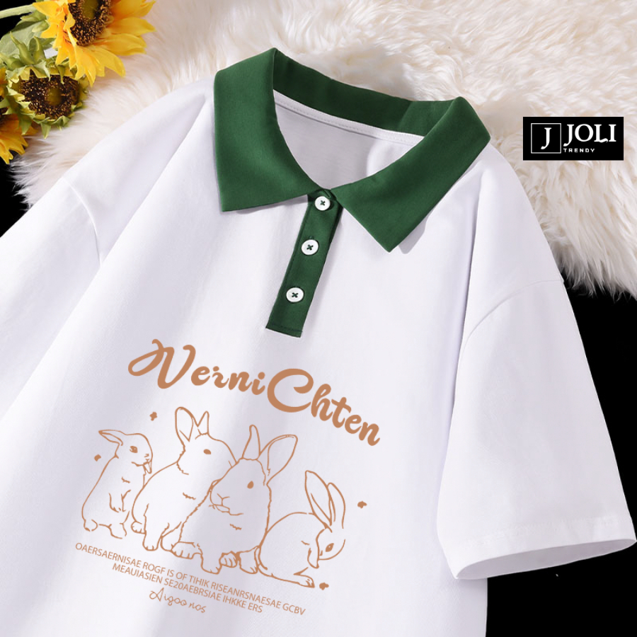 Áo Polo Nữ, Polo Unisex By JOLI PL Verni Chten Màu Form Rộng Tay Lỡ Cho Nam Nữ | BigBuy360 - bigbuy360.vn