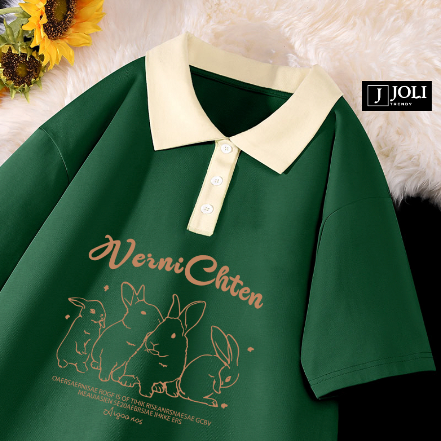 Áo Polo Nữ, Polo Unisex By JOLI PL Verni Chten Màu Form Rộng Tay Lỡ Cho Nam Nữ | BigBuy360 - bigbuy360.vn
