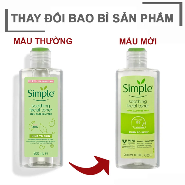 Nước Hoa Hồng Simple Cân Bằng Da Dịu Nhẹ Kind To Skin Soothing Facial Toner 200ml
