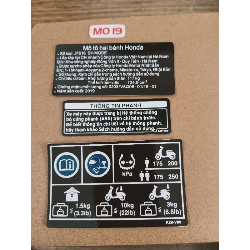 Bộ tem thông số Sh Mode việt nam 2019 siêu đẹp