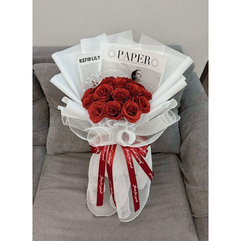 Bó hoa nhũ đỏ 15 bông  | Hoa Hoàng Huyền