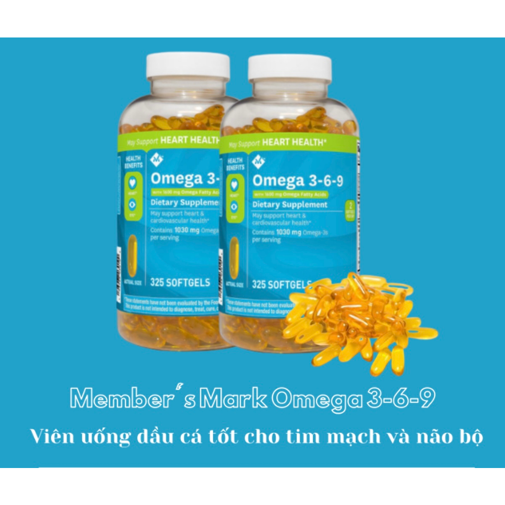 Viên uống bổ sung dầu cá Omega 369 Healthy Care member’s mark supports heart health 325 viên Extate Official Mall