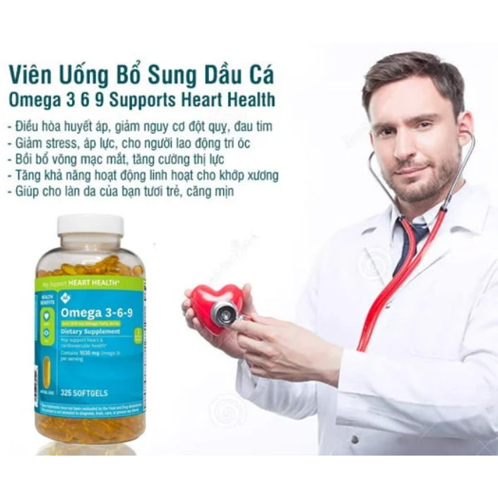 Viên uống bổ sung dầu cá Omega 369 Healthy Care member’s mark supports heart health 325 viên Extate Official Mall