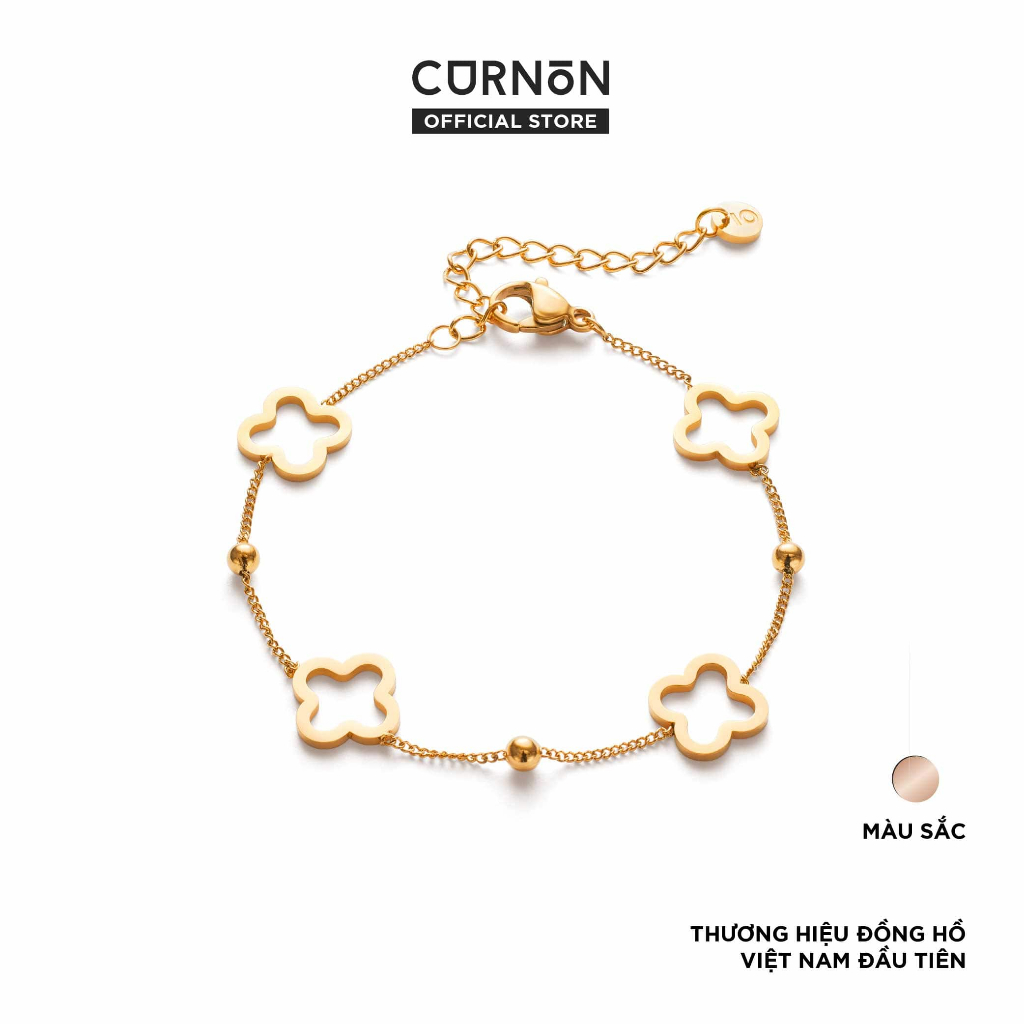 Vòng Tay Nữ Curnon Helena Gold -  Dây Mắt Xích Nhỏ Bốn Bông Hoa Thời Trang Nữ Tính - Hàng Chính Hãng