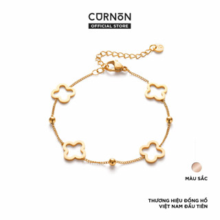  Vòng Tay Nữ Curnon Helena Gold -  Dây Mắt Xích Nhỏ Bốn Bông Hoa Thời Trang Nữ Tính - Hàng Chính Hãng 