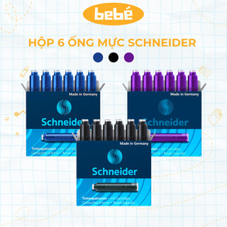 Hàng chính hãng Schneider - Hộp 6 ống mực Schneider - Xanh, Đen, Tím