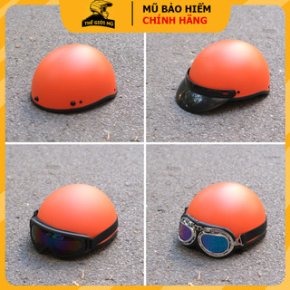 Mũ bảo hiểm nửa đầu kính phi công,uv màu cam nhám,nón nửa đầu cao cấp,hàng chính hãng,bảo hành 12 tháng,thế giới mũ