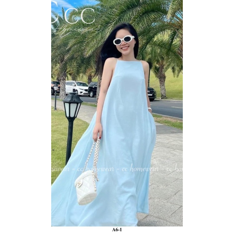 Váy yếm hở lưng rút dây A6 hàng hiệu CC HOMEWEAR