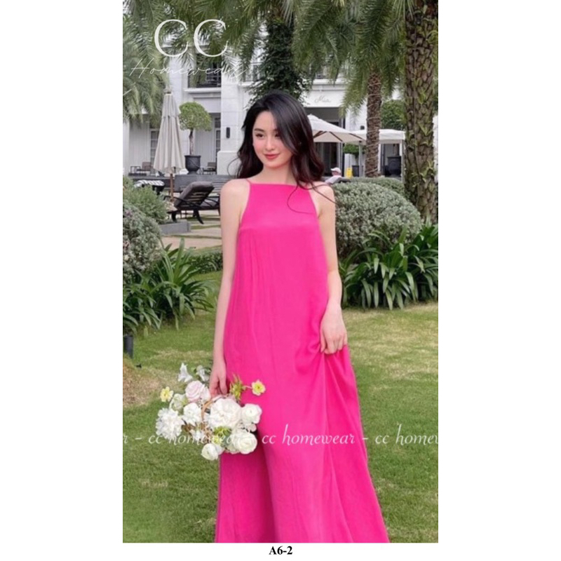 Váy yếm hở lưng rút dây A6 hàng hiệu CC HOMEWEAR