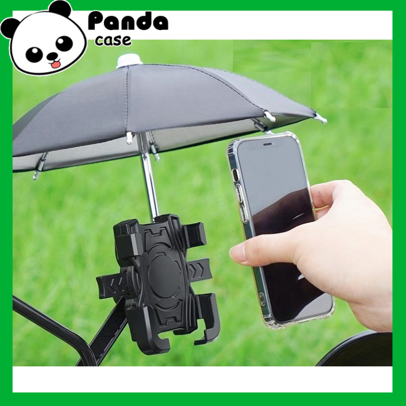 Giá đỡ kẹp điện thoại KÈM Ô DÙ mini gắn xe máy che nắng, che mưa tiện lợi - Pandacase