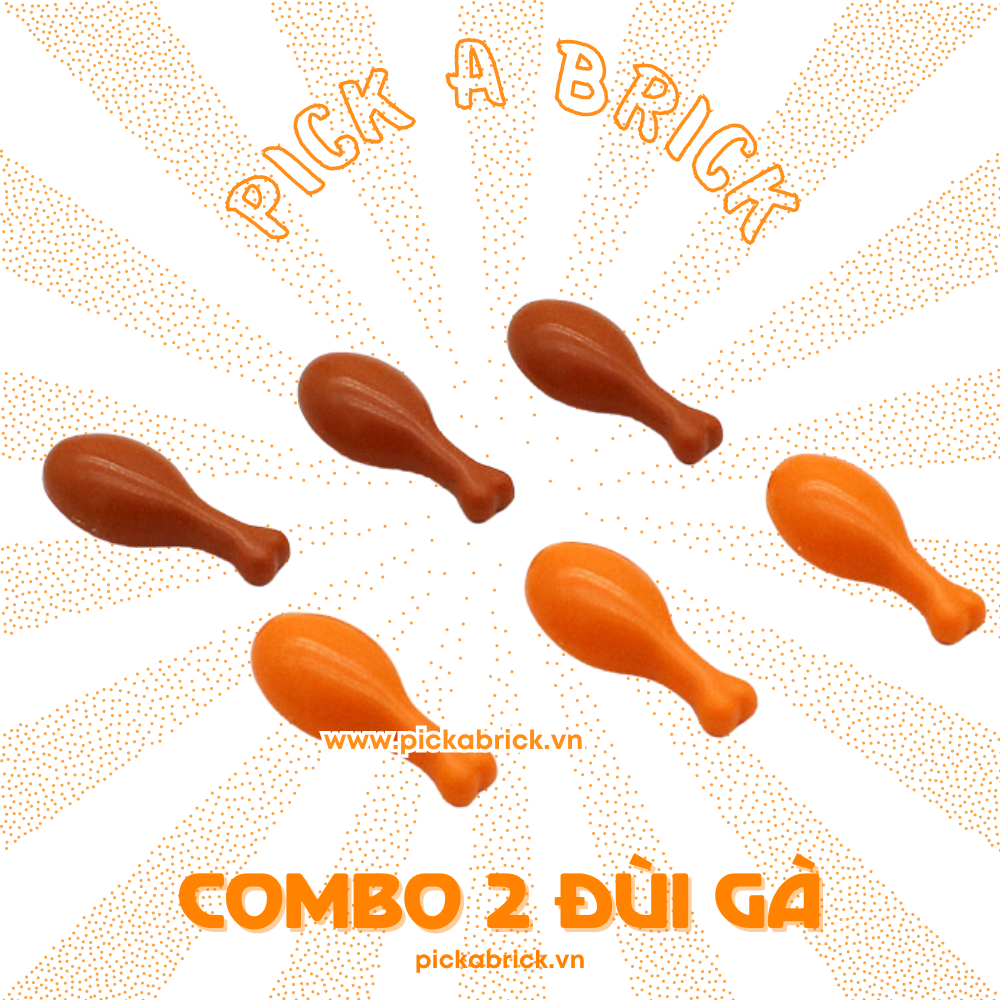Combo 2 Đùi Gà - Đồ Chơi Lắp Ráp Nonlego Phụ Kiện Lego Xếp Hình Moc Đồ Ăn Food Chicken Đùi Gà Cầm Tay