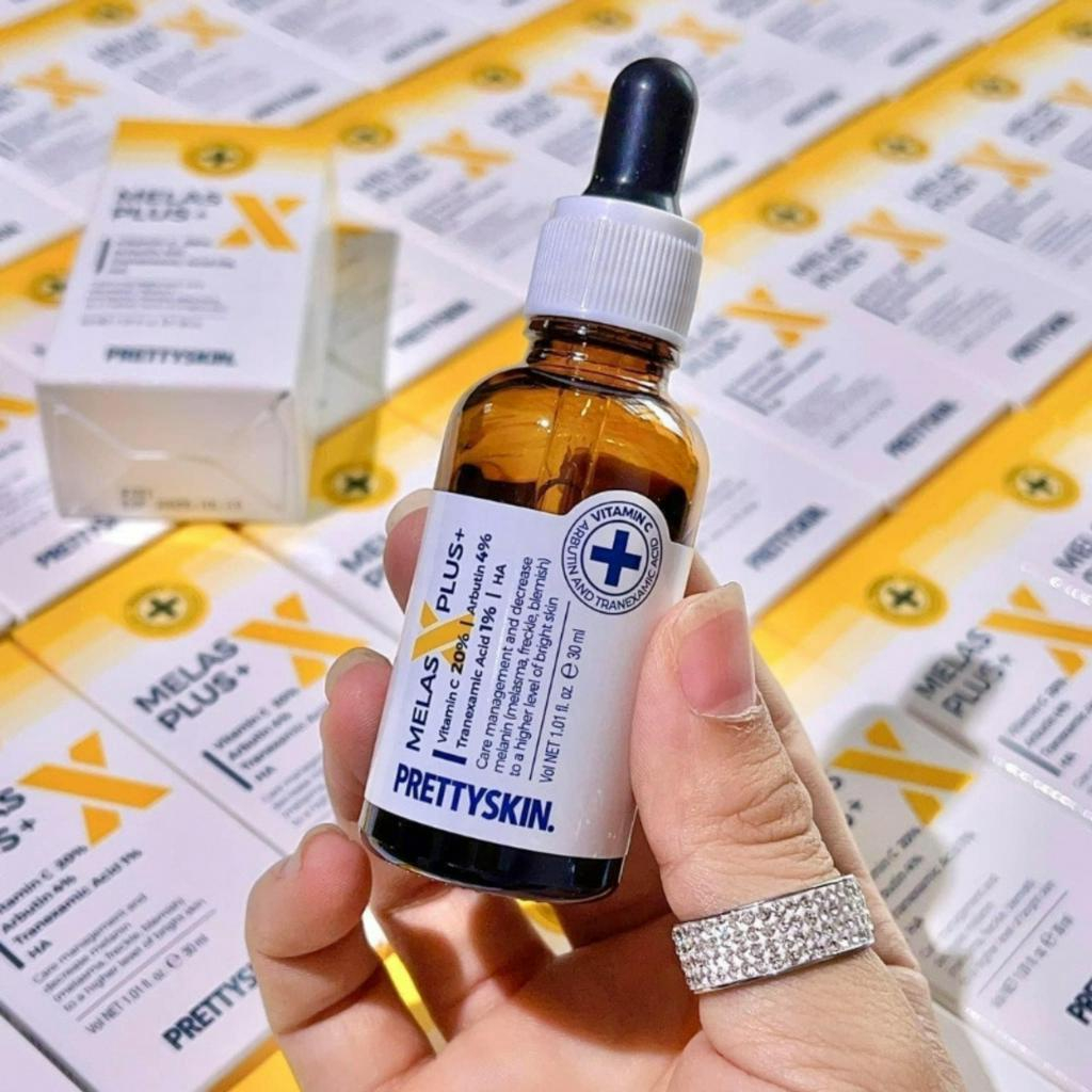 Serum dưỡng trắng da Prettyskin, tinh chất dưỡng trắng, mờ thâm nám Melas X Plus 30ml