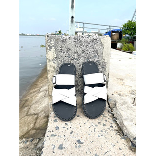 Dép quai ngang chéo đế may chỉ đế cao su