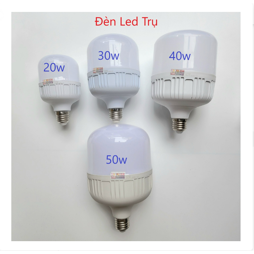 Bóng Đèn Led Trụ 20w 30w 40w 50w, Đèn Bulb, Đèn Trụ Sáng Trắng Siêu Rẻ