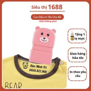 Con Dấu Tên Bé In Lên Quần Áo, Sách Vở, Giầy Dép, Đồ Dùng Học Tập Cho Bé Giặt Không Phai ( dấu + mực)